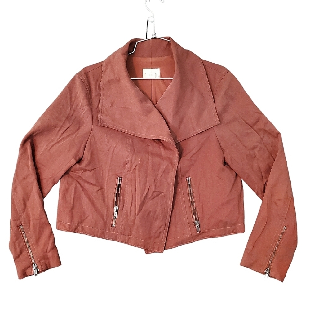 Club Monaco Jacket Blazer 'Richi' Moto Drapy Lightweight Cropped Lyocell (Large) - Picture 3 of 11